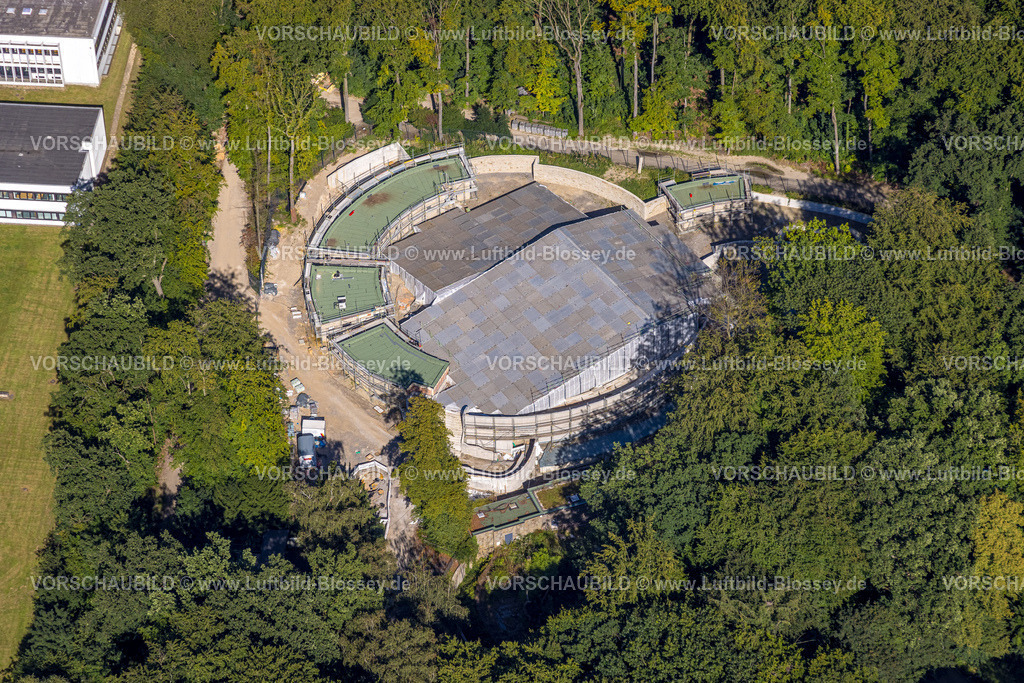 Dortmund240804037 | Luftbild, Dortmunder Zoo, Baustelle mit Neubau Robbenanlage, Rombergpark-Lücklemberg, Dortmund, Ruhrgebiet, Nordrhein-Westfalen, Deutschland