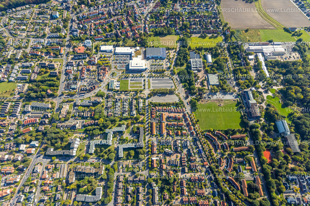 Hamm250901011 | Luftbild, Freiherr-vom-Stein-Gymnasium Hammmit Baustelle und Wiesenfläche, Eingangsbereich Maximilianpark, Uentrop, Hamm, Ruhrgebiet, Nordrhein-Westfalen, Deutschland
