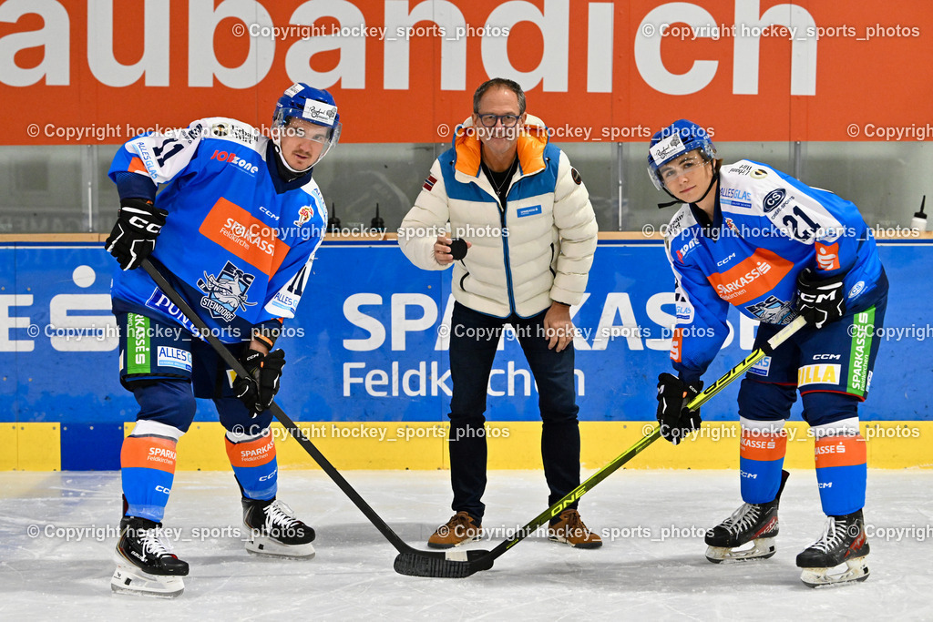 ESC Steindorf Sparkasse Feldkirchen Shooting | #21 WALDER PATRIK, Gerhard Schreilechner Sparkasse Feldkirchen, #11 Luka Kalan, ESC Steindorf Sparkasse Feldkirchen Shooting, ESC Steindorf Sparkasse Feldkirchen Shooting am 24.10.2025 in Steindorf (Ossiachersee Halle), Austria, (Photo by Bernd Stefan)