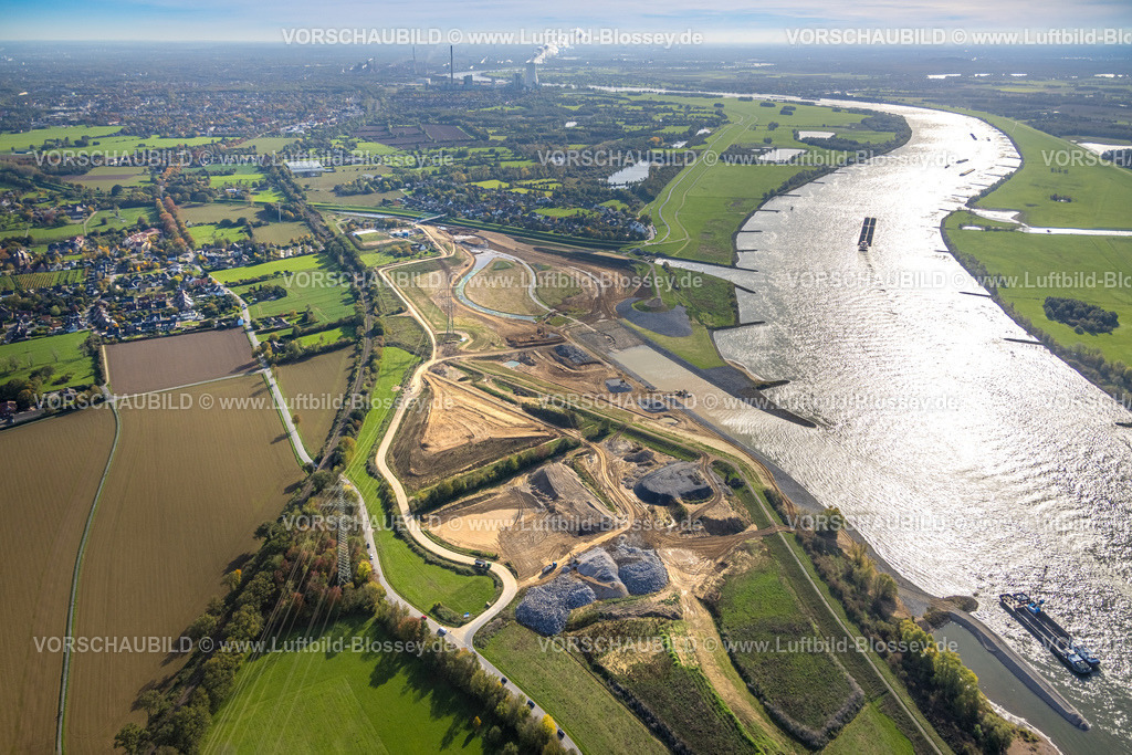 Dinslaken221003661Emschermuendung | Luftbild, Emschermündung Renaturierung, Auenlandschaft am Fluss Rhein, Eppinghoven, Dinslaken, Ruhrgebiet, Nordrhein-Westfalen, Deutschland