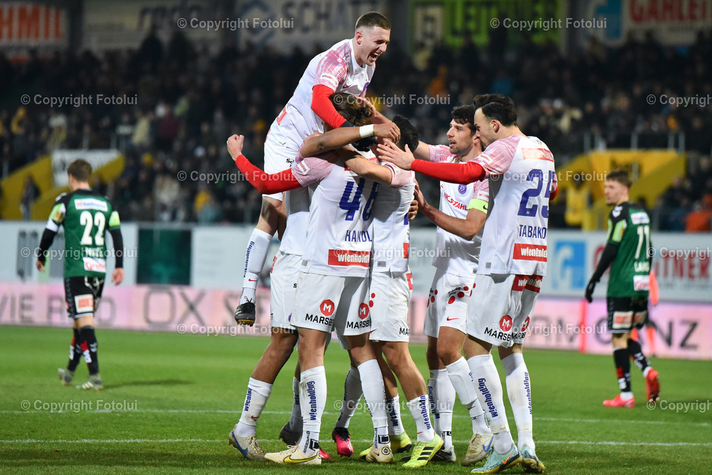 A_LUI_20230304_0036 | SPORT FUSSBALL ADMIRAL BUNDESLIGA SV RIED VS AUSTRIA WIEN
IM BILD: Torjubel (FK Austria Wien)

FOTO:FOTOLUI/UW