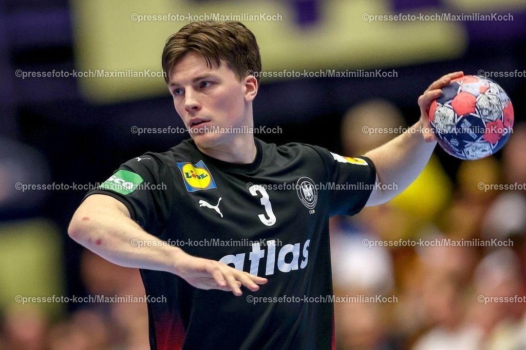 EHF19012602182 | 19.01.2026, Handball, Men's EHF EURO 2026, Deutschland - Spanien, Jyske Bank Boxen in Herning, Dänemark, Preliminary Round:  Nils Lichtlein (Germany #03) 