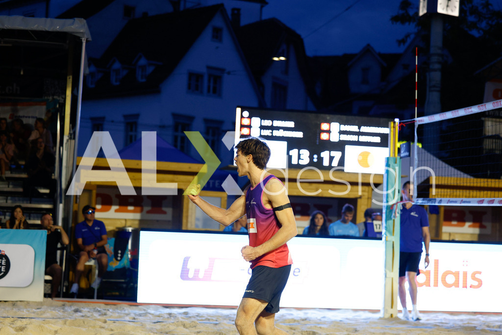 Obi BeachTour 2026 - Basel | BASEL, SWITZERLAND - JULY 17: SIMON LEFFLER (SUI)during the Obi BeachTour 2026 match between DILLIER / FLÜCKIGER (SUI) and ALLEMANN / LEFFLER (SUI) at Barfüsserplatz on July 17, 2026 in Basel, Switzerland. - Realisiert mit Pictrs.com