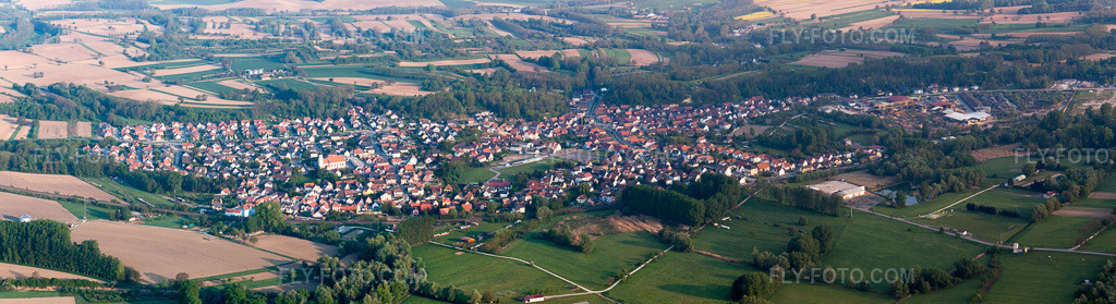 Aerial view: Panorama from the west in Mothern in the state Bas-Rhin, France.Photo: IMG_40308-Bearbeitet.jpg taken on 04/22/2011 by Werner Riehm/FLY-FOTO.comResolution of the original: 11360 x 3090 px