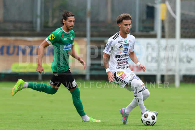 Friendly Match: SC Weiz vs TSV Hartberg in Weiz | Weiz, AUSTRIA, 01.JUL.26 - SOCCER - ADMIRAL Bundesliga, SC Weiz vs TSV Hartberg, test match. The image shows Martin Tolic (SC Weiz) and Martin Josh (Hartberg).
