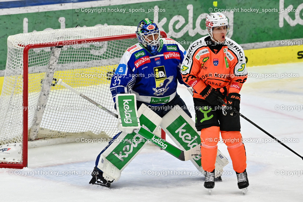 EC IDM WÄRMEPUMPEN VSV vs. MOSER MEDICAL GRAZ99ERS | #35 Joe Cannata EC VSV, #23 Kevin Roy Graz 99ers, EC IDM WÄRMEPUMPEN VSV vs. MOSER MEDICAL GRAZ99ERS, EC IDM WÄRMEPUMPEN VSV vs. MOSER MEDICAL GRAZ99ERS am 17.03.2026 in Villach (Stadthalle Villach), Austria, (Photo by Bernd Stefan)