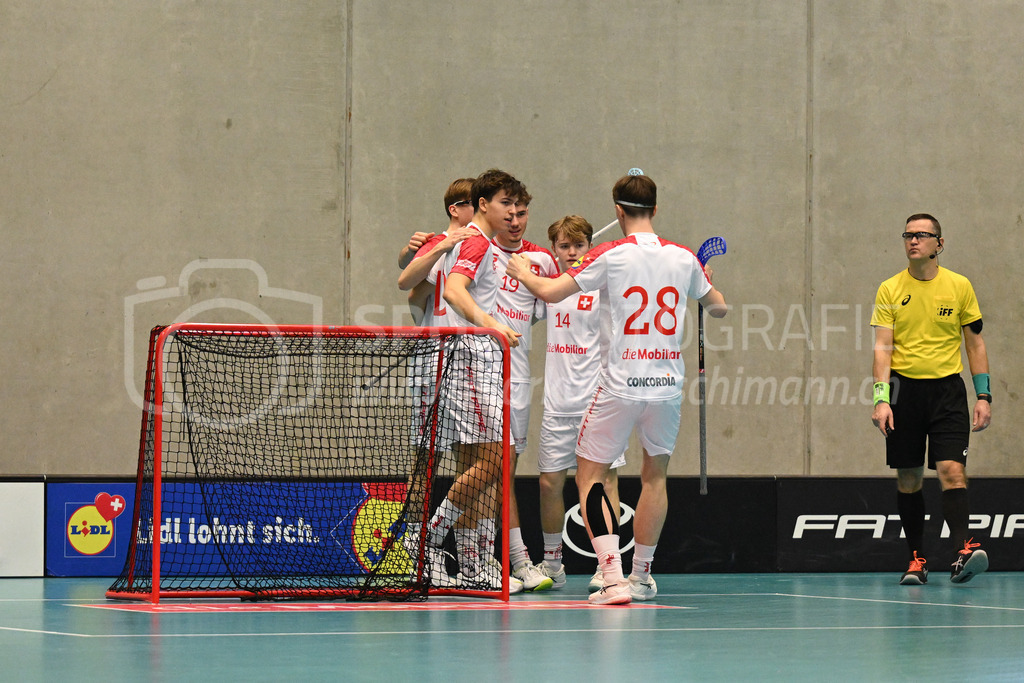 Switzerland B U19 vs Switzerland U19 - 4. February 2024 | Switzerland B U19 vs Switzerland U19
U19 Men International Matches in Switzerland
GoEasy Arena, Siggenthal Station
Goal for Team Switzerland B.
Credit: Markus Aeschimann | <a href="https://www.markus-aeschimann.ch">Sportfotografie Markus Aeschimann</a> | <a href="https://www.instagram.com/sportfotografie.aeschimann">@sportfotografie.aeschimann</a> - Realisiert mit Pictrs.com