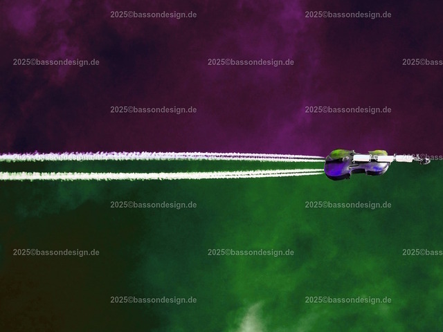 Celloflug ohne Kerosin | Cello als Flugzeug am Himmel - Realisiert mit Pictrs.com