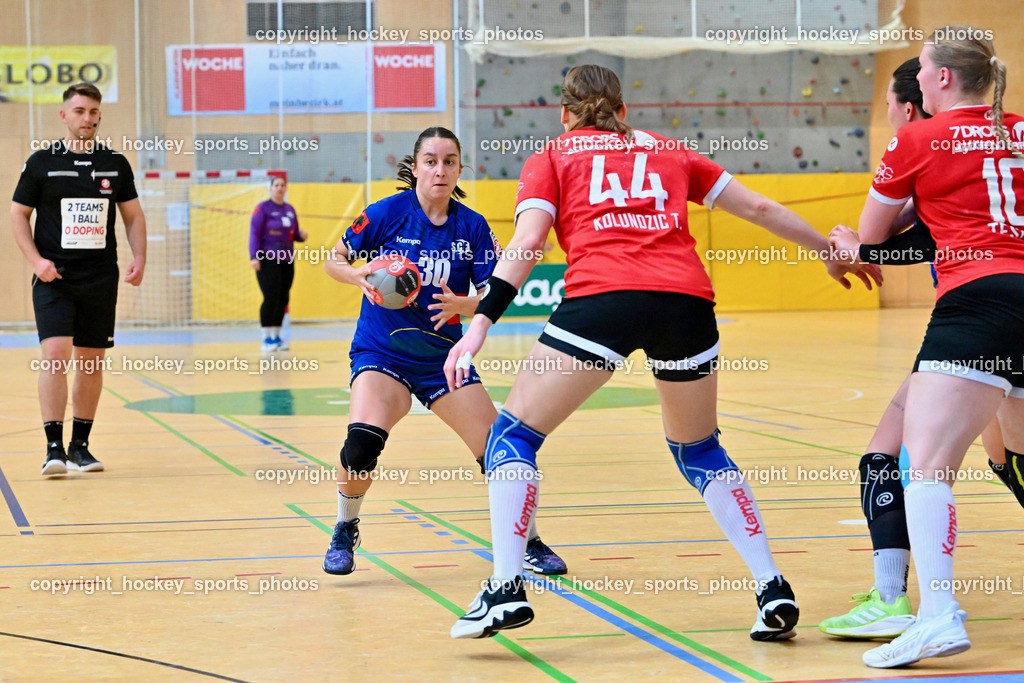 SC Ferlach vs. WAT Atzgersdorf | #30 Lena Ljubic SC Ferlach Damen, #44 KOLUNDZIC Tina WAT Atzgersdorf, #10 TESCHE Luca WAT Atzgersdorf, SC Ferlach vs. WAT Atzgersdorf, SC Ferlach vs. WAT Atzgersdorf am 12.05.2024 in Ferlach (Ballspielhalle Ferlach), Austria, (Photo by Bernd Stefan)