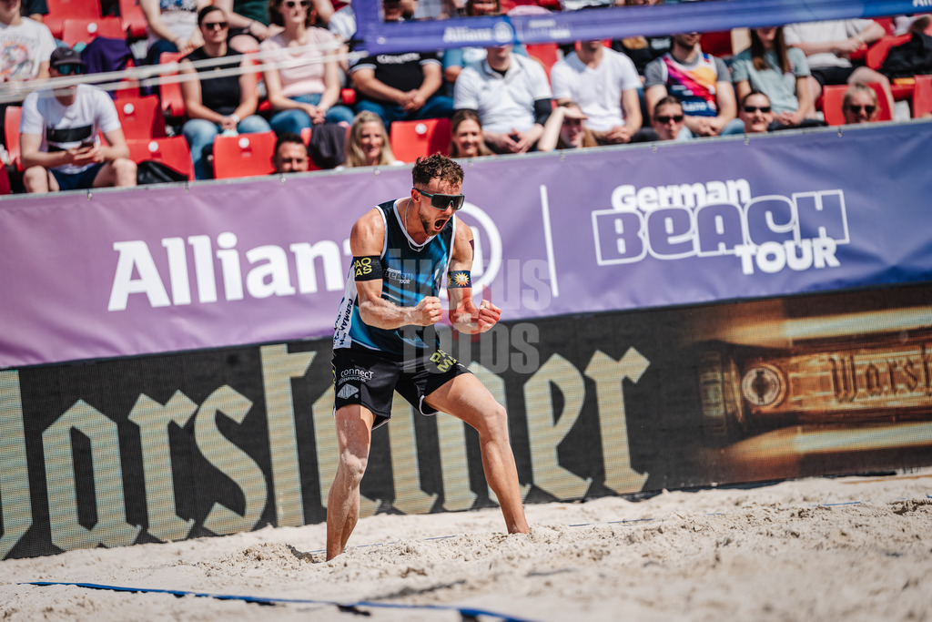 Beachvolleyball | Männer | German Beach Tour 2024 | Tourstop Düsseldorf | 18.05.2024 | Jonas Sagstetter jubelt
