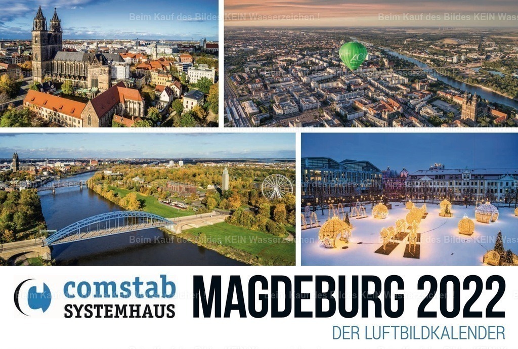 Luftbild Kalender Magdeburg Sachsen Anhalt Comstab | Beispiele Firmenkalender individuell mit eigenem Logo - Realisiert mit Pictrs.com