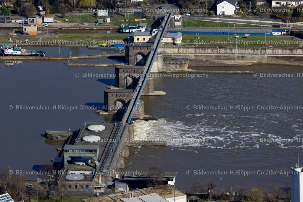 Luftbilder Koblenz-9937 | Luftbildfotografie Staustufe am Ufer des Flußverlauf " Staustufe Koblenz " in Koblenz im Bundesland Rheinland-Pfalz - Realisiert mit Pictrs.com