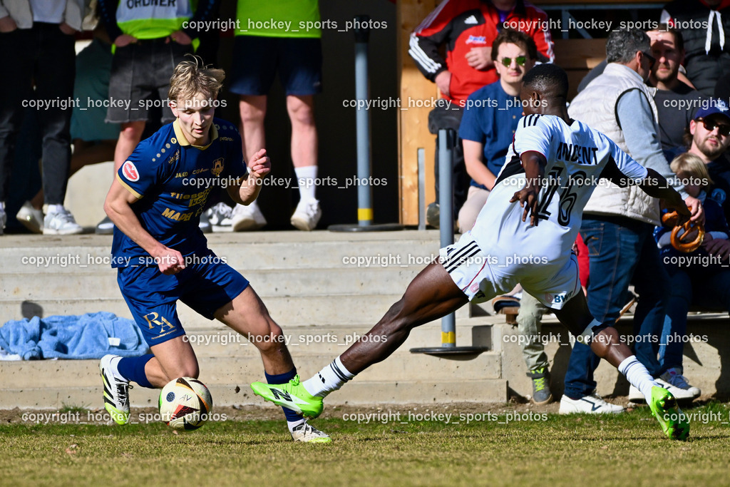 ATUS Velden vs. SPG LASK Amateure OÖ | #3 Marlon Louis Winter ATUS Velden, #16 Vincent Jonah Augustus LASK Amateure, ATUS Velden vs. SPG LASK Amateure OÖ, ATUS Velden vs. SPG LASK Amateure OÖ am 07.03.2026 in Velden (Wald Arena Velden), Austria, (Photo by Bernd Stefan)