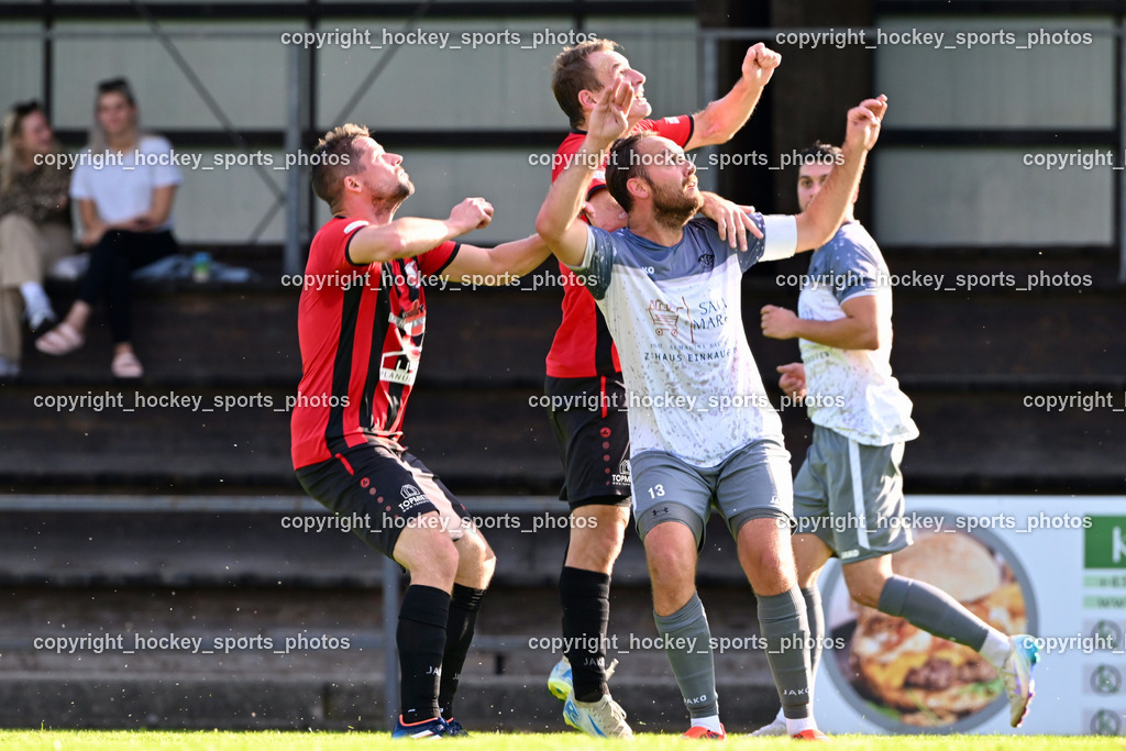 MSC Magdalen vs. ATUS Nötsch  | #15 Christoph Erlacher MSC Magdalen, #10 Andreas Orter ATUS Nötsch, #7 Harald Ottowitz ATUS Nötsch, MSC Magdalen vs. ATUS Nötsch , MSC Magdalen vs. ATUS Nötsch  am 18.07.2025 in Villach (Sportplatz Magdalen), Austria, (Photo by Bernd Stefan)