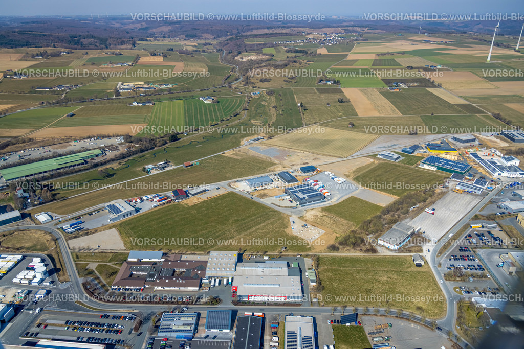 HB-Brilon220303250 | Luftbild, Gewerbegebiet Hinterm Gallberg, Brilon, Sauerland, Nordrhein-Westfalen, Deutschland