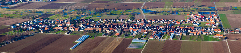 Luftbild: Panorama vom Ortsbereich und der Umgebung in Böbingen im Bundesland Rheinland-Pfalz in Deutschland. Foto: IMG_36959-Bearbeitet.jpg vom 16.01.2011 durch Werner Riehm/FLY-FOTO.deAuflösung des Originals: 11617 x 2557 px