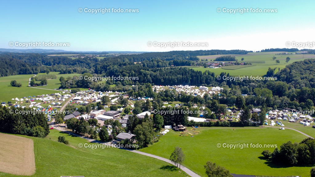 Scout Camp Austria_ 11.08.2023-59 | 11.08.2023, Berg am Attersee, AUT, Scout Camp Austria 2023, im Bild Scout Camp, Zeltstadt aus der Luft (Drohne)