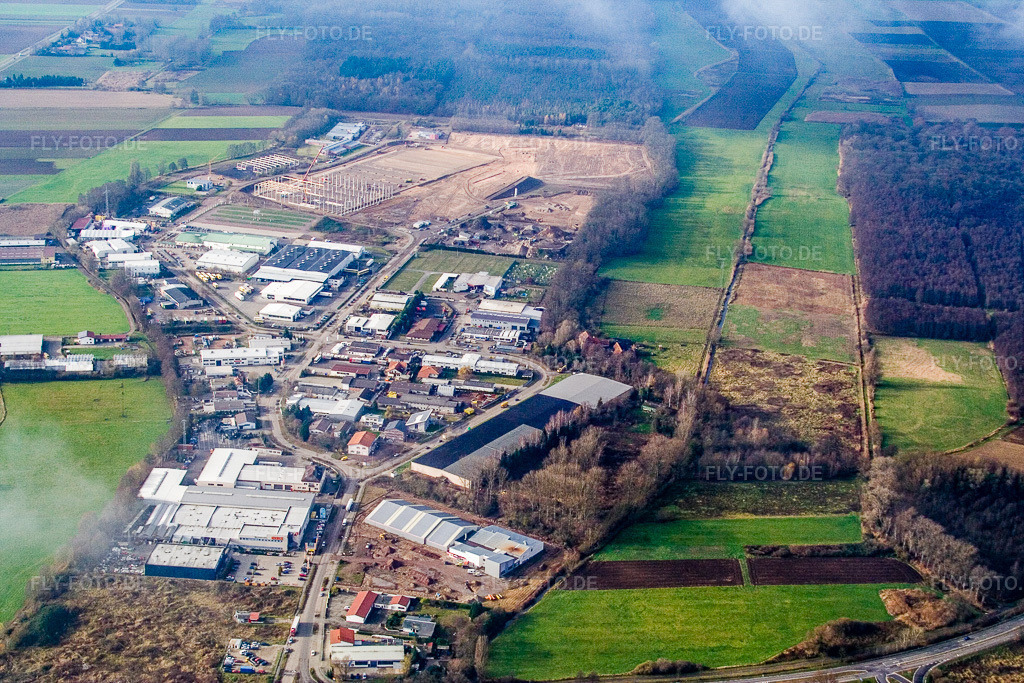 Luftbild: Industriegebiet Am Horst im Ortsteil Minderslachen in Kandel im Bundesland Rheinland-Pfalz in Deutschland. Foto: IMG_14622.jpg vom 26.11.2008 durch Werner Riehm/FLY-FOTO.de