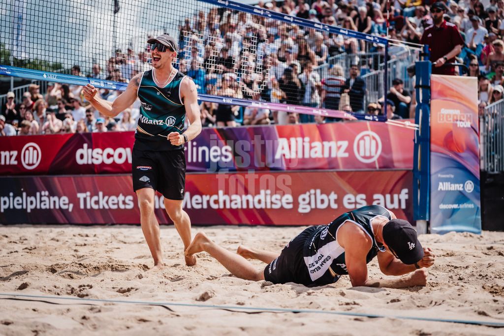 Beachvolleyball | Männer | Allianz German Beach Tour 2025 | Tourstop Hamburg | 31.05.2025 | v.l. Lukas Pfretzschner und Sven Winter jubeln