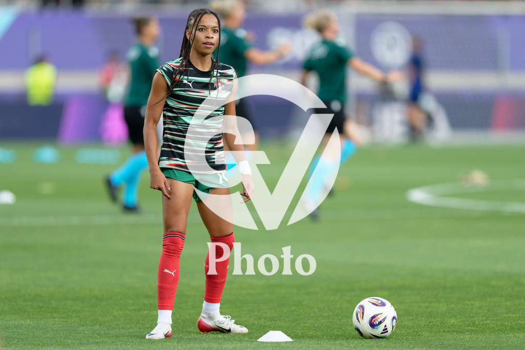 Portugal v Belgium: UEFA Women's EURO 2025 Group B | SION, SWITZERLAND - JULY 11: Jessica Silva of Portugal  during warm-up before the UEFA Women's EURO 2025 Group B match between Portugal and Belgium at Stade de Tourbillon on July 11, 2025 in Sion, Switzerland. (Photo by Giuseppe Velletri/Sports Press Photo/Getty Images)