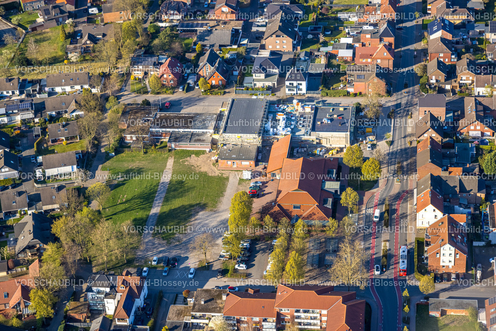Olfen250405793 | Luftbild, Freiwillige Feuerwehr, Hallenbad Baustelle und Stadthalle, Olfen-Stadt, Olfen, Münsterland, Nordrhein-Westfalen, Deutschland