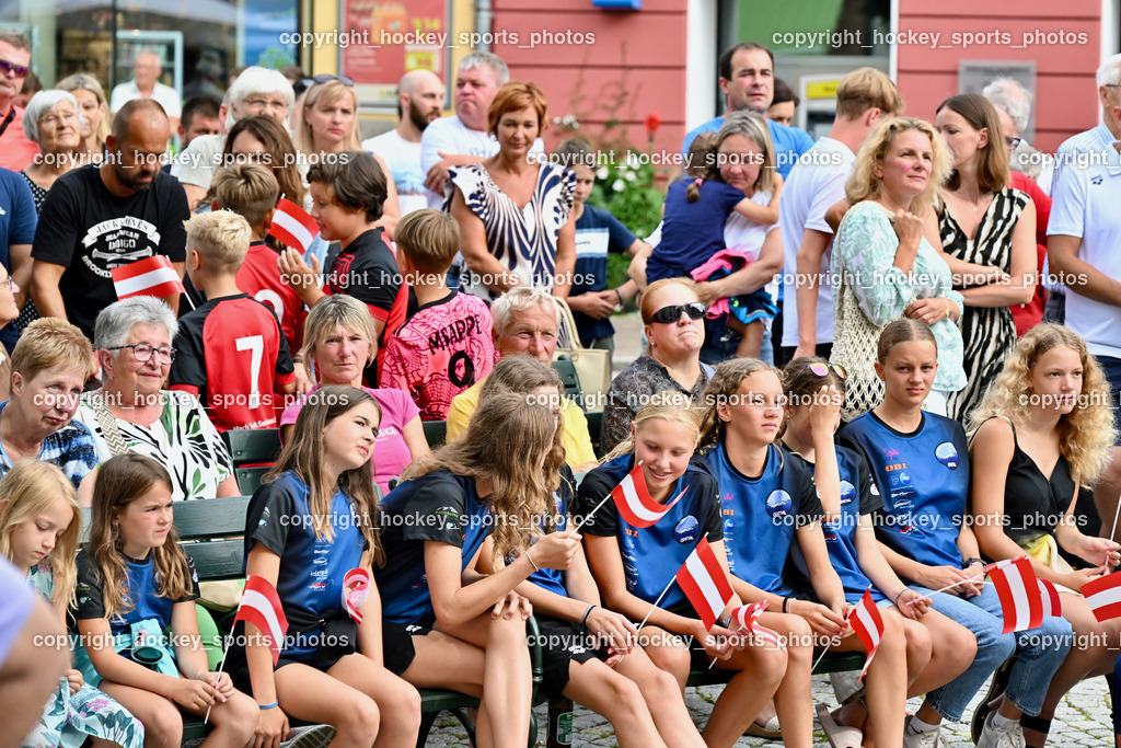 Empfang Heiko Gigler in Gmünd | Besucher Empfang Heiko Gigler, Schwimmverein Spittal, Empfang Heiko Gigler in Gmünd, Empfang Heiko Gigler in Gmünd am 14.08.2024 in Gmünd (Hauptplatz Gmünd), Austria, (Photo by Bernd Stefan)