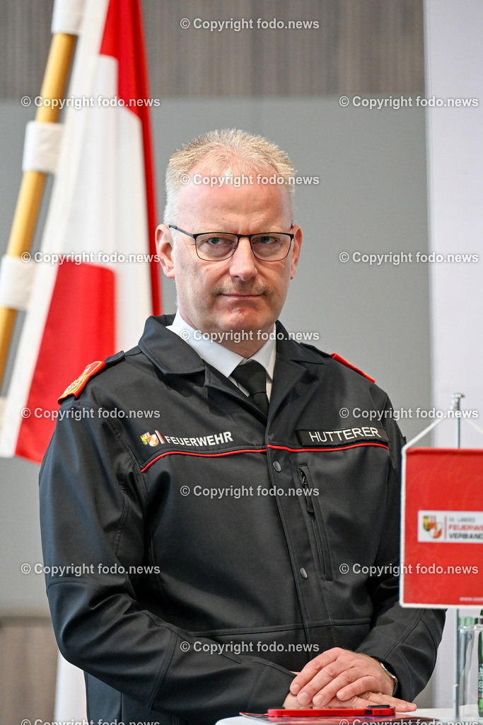 Pressekonferenz Feuerwehr Jahresbilanz 2023_ 28.02.2024-4 | 28.02.2024, Linz, AUT, Pressekonferenz Feuerwehr Jahresbilanz 2023, im Bild Michael Hutterer (Landes-Feuerwehrkommandant-Stv. Ooe)