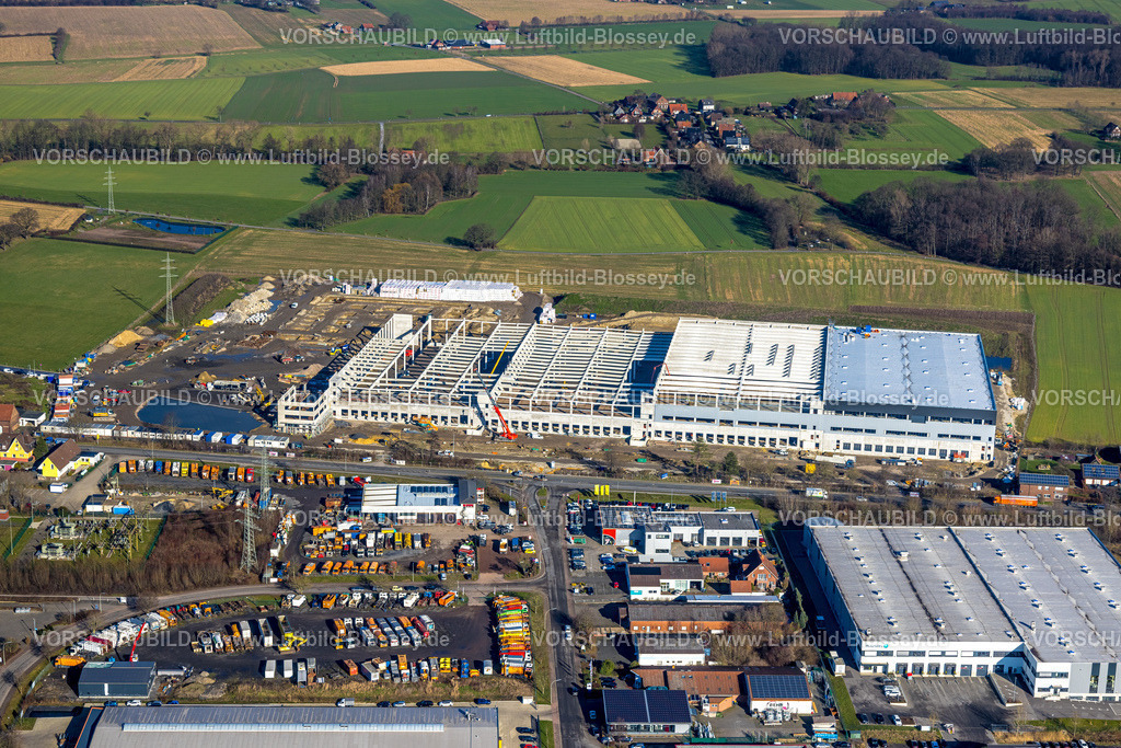 Selm230205483 | Luftbild, Gewerbegebiet Selm mit Baustelle und Neubau, Selm, Münsterland, Nordrhein-Westfalen, Deutschland