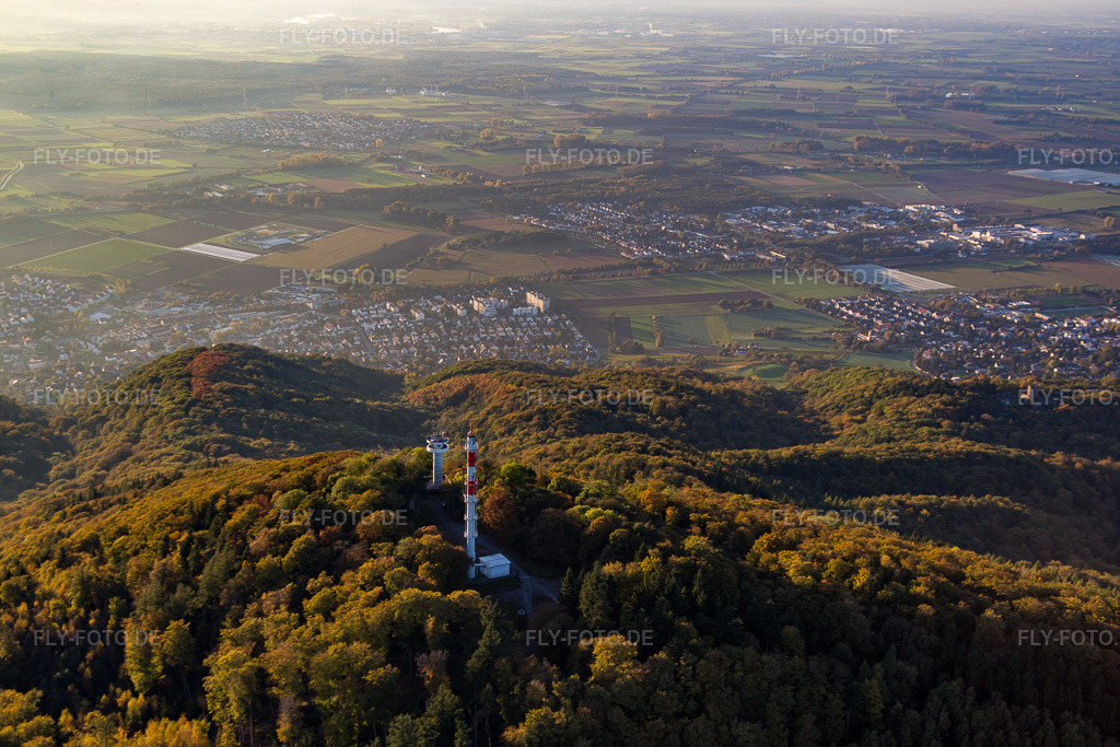 Luftbild: Funkturm im Ortsteil Hochstädten in Bensheim im Bundesland Hessen in Deutschland. Foto: IMG_075048.jpg vom 18.10.2014 durch Werner Riehm/FLY-FOTO.de