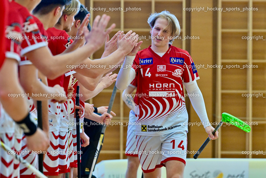 VSV Unihockey vs. KAC Floorball | #14 Pascual Fina KAC Floorball, VSV Unihockey vs. KAC Floorball, VSV Unihockey vs. KAC Floorball am 12.04.2025 in Villach (Ballspielhalle St. Martin), Austria, (Photo by Bernd Stefan)