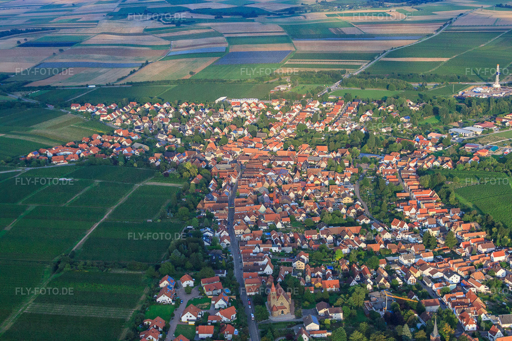 Hauptstraße von Westen | Luftbild: Hauptstraße von Westen in Insheim im Bundesland Rheinland-Pfalz in Deutschland. Foto: IMG_32915.jpg vom 03.09.2010 durch Werner Riehm/FLY-FOTO.de - Realisiert mit Pictrs.com