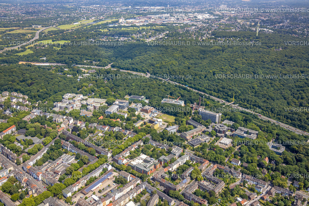 Duisburg250703853Mitte | Luftbild, Gesamtansicht Universität Duisburg-Essen, Campus Duisburg, Baustelle und Neubau Gebäude Carl-Benz-Straße, Autobahn A3 und Stadtwald, Neudorf-Nord, Duisburg, Ruhrgebiet, Nordrhein-Westfalen, Deutschland