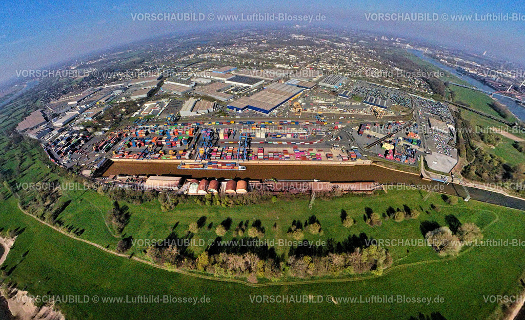 Duisburg250490028Logport1Rheinhausen | Luftbild, duisport Hafen, logport I Rheinhausen, logport 1, Containerhafen, Duisburg Hafen D3T Duisburg Trimodal Terminal, AutomobilLogistik, Erdkugel, Fisheye Aufnahme, Fischaugen Aufnahme, 360 Grad Aufnahme, tiny world, little planet, fisheye Bild, Hüttenheim, Duisburg, Ruhrgebiet, Nordrhein-Westfalen, Deutschland