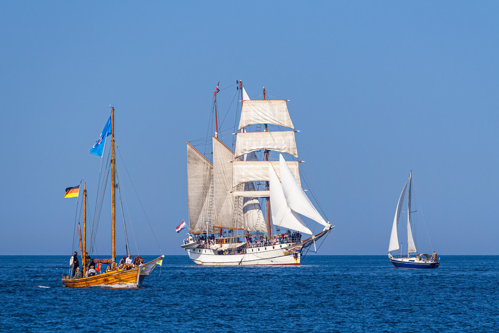 Segelschiffe auf der Ostsee während der Hanse Sail in Rostock | Segelschiffe auf der Ostsee während der Hanse Sail in Rostock.