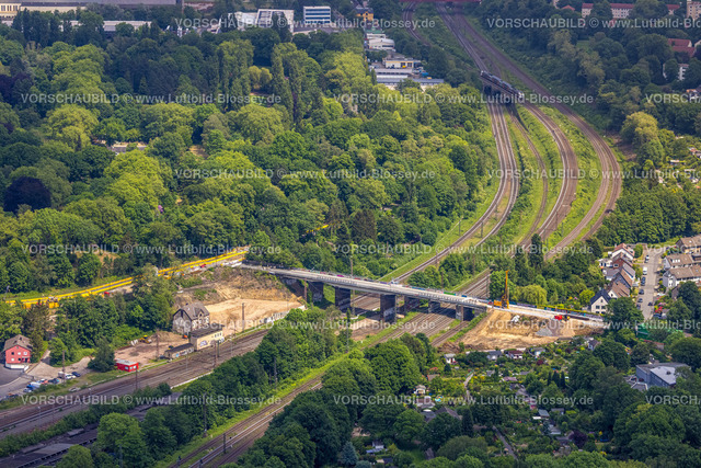 Bochum220503360 | Luftbild, Sperrung und Baustelle für Neubau Brücke Lohring über die Bahngleise, Grumme, Bochum, Ruhrgebiet, Nordrhein-Westfalen, Deutschland