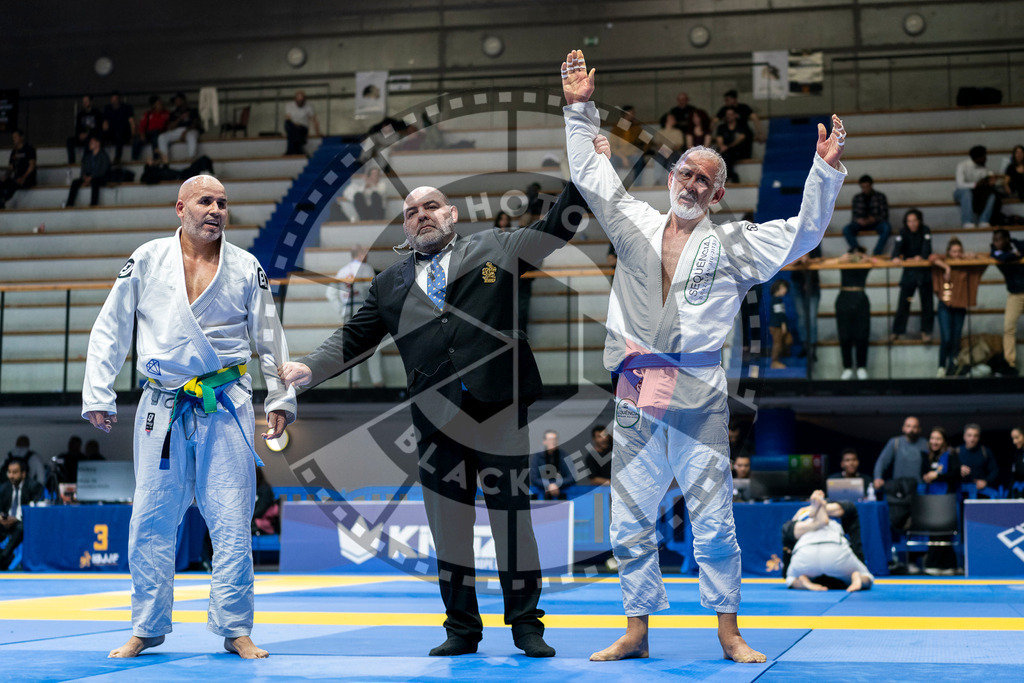 20240122PBB6415 | Fighters compete during the second day of the IBJJF European Championship in Paris, France, on January 22, 2024.