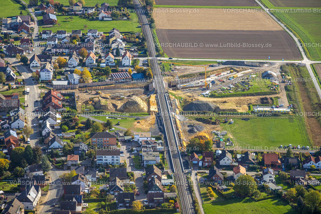 Hamm221003330 | Luftbild, geplanter Haltepunkt in Westtünnen, Baustelle am Südfeldweg und Von-Thünen-Straße für den künftigen Bahnhaltepunkt, Rhynern, Hamm, Ruhrgebiet, Nordrhein-Westfalen, Deutschland