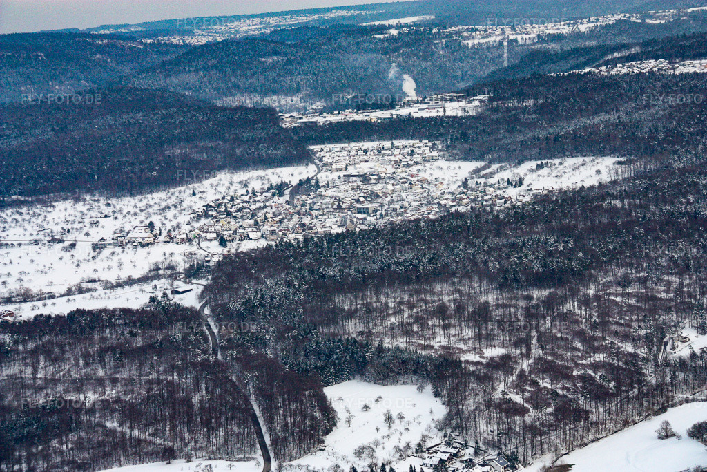 Luftbild: Arnbach Im Schnee im Ortsteil Arnbach in Neuenbürg im Bundesland Baden-Württemberg in Deutschland. Foto: IMG_17050.jpg vom 15.02.2009 durch Werner Riehm/FLY-FOTO.de