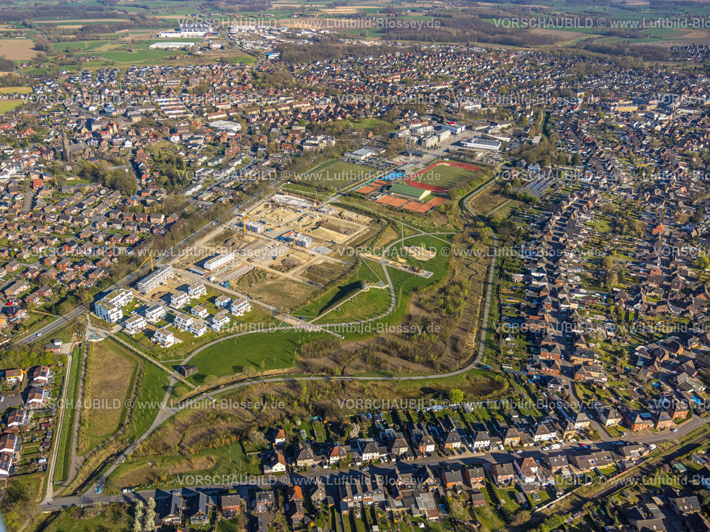 Selm250404827 | Luftbild, Wohnen am Auenpark, Baugebiet mit Neubau Wohnsiedlung, Selm, Münsterland, Nordrhein-Westfalen, Deutschland