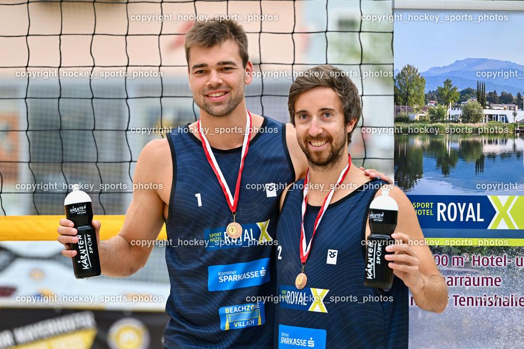 Kärntner Landesmeisterschaft Beach Volleyball | RAINER Christian, RIEGLER Stefan, Kärntner Landesmeisterschaft Beach Volleyball, Kärntner Landesmeisterschaft Beach Volleyball am 18.08.2024 in Villach (Rathausplatz Villach), Austria, (Photo by Bernd Stefan)