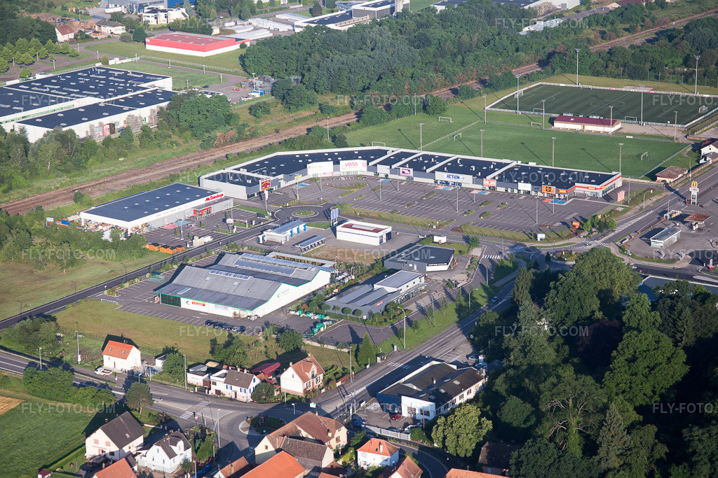 Aerial view: Action Wissembourg in the district Altenstadt in Wissembourg in the state Bas-Rhin, France.Photo: IMG_089935.jpg taken on 06/26/2016 by Werner Riehm/FLY-FOTO.comResolution of the original: 5472 x 3648 pxWWW.ACTION.COM