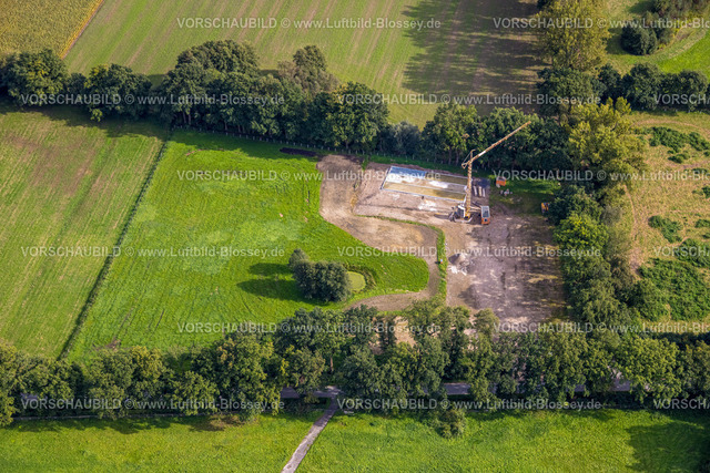 Haltern230905731 | Luftbild, Wiesen und Felder mit Baustelle an der Dülmener Straße Ecke Sythener Straße, Lehmbraken, Haltern am See, Ruhrgebiet Münsterland, Nordrhein-Westfalen, Deutschland