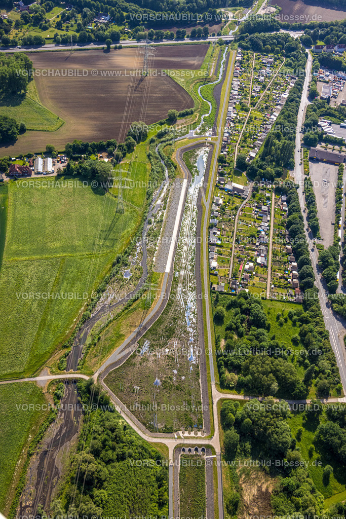 Gladbeck220501527 | Luftbild, Renaturierung Fluss Boye am Kleingärtnerverein An der Boye, Stadtgrenze Bottrop, Brauck, Gladbeck, Ruhrgebiet, Nordrhein-Westfalen, Deutschland