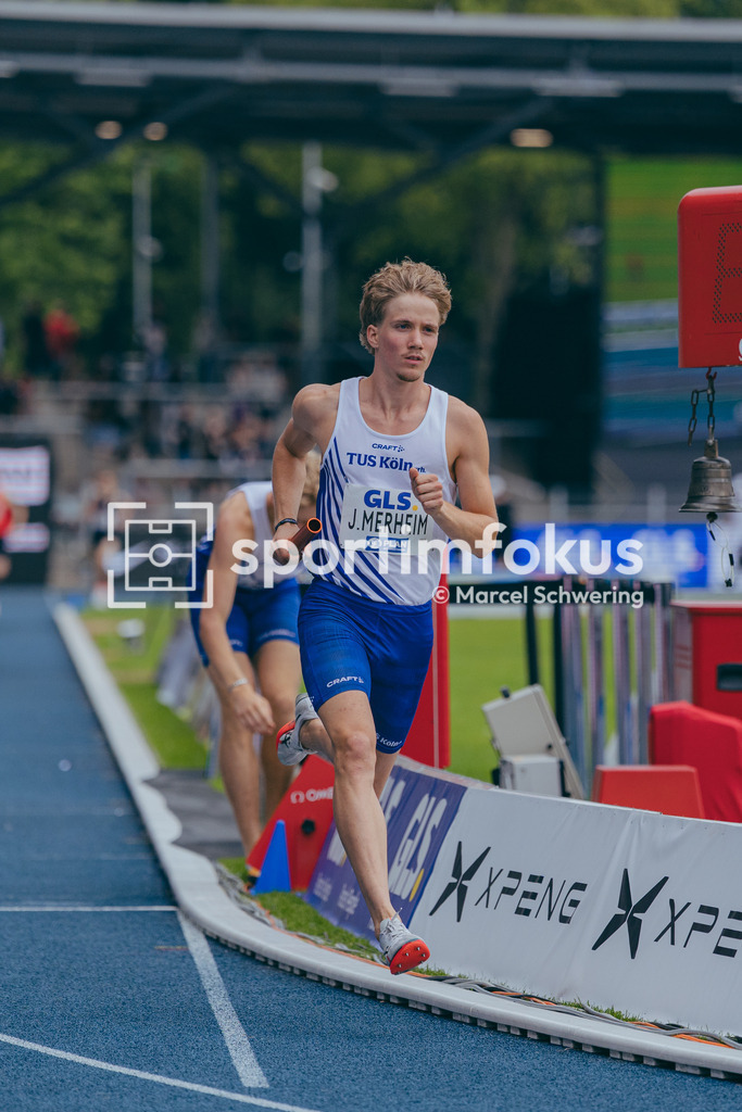 Deutsche Meisterschaften der Frauen und Männer 2026 | Jan Emanuel Merheim, TuS Köln rrh., 3x1000-Meter-Staffel, Deutsche Meisterschaften der Frauen und Männer 2026, Lohrheidestadion Bochum-Wattenscheid, 26.07.2026. Foto: Marcel Schwering / sportimfokus - Realisiert mit Pictrs.com