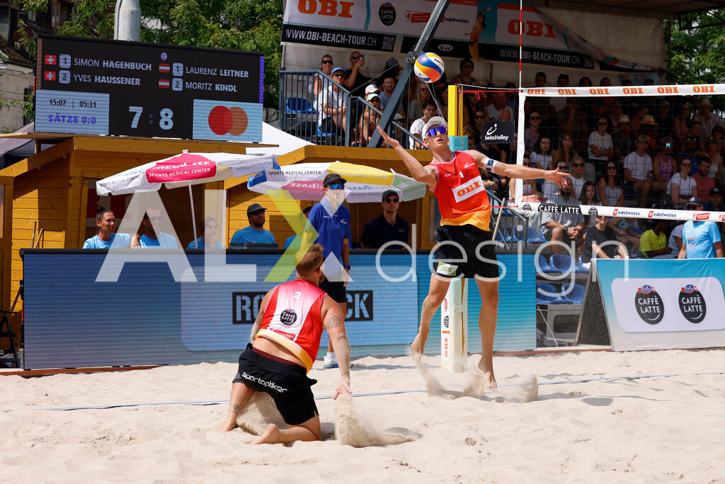 Obi BeachTour 2026 - Basel | BASEL, SWITZERLAND - JULY 19: LAURENZ LEITNER (AUT) during the Obi BeachTour 2026 match between HAGENBUCH / HAUSSENER (SUI) and LEITNER / KINDL (AUT) at Barfüsserplatz on July 19, 2026 in Basel, Switzerland. - Realisiert mit Pictrs.com
