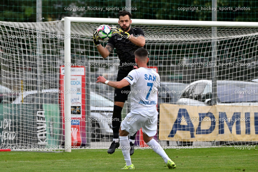 SAK vs. ATUS Ferlach | #25 Florian Heindl ATUS Ferlach, #7 Hrvoje Jakovljevic SAK, SAK vs. ATUS Ferlach, SAK vs. ATUS Ferlach am 01.08.2025 in Klagenfurt (Sportpark Welzenegg), Austria, (Photo by Bernd Stefan)
