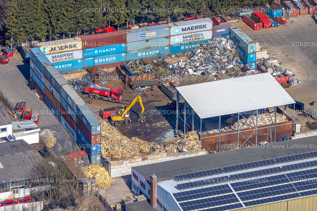 Arnsberg220302032 | Luftbild, Gewerbegebiet Zu den Werkstätten mit Schrottplatz, Arnsberg, Sauerland, Nordrhein-Westfalen, Deutschland