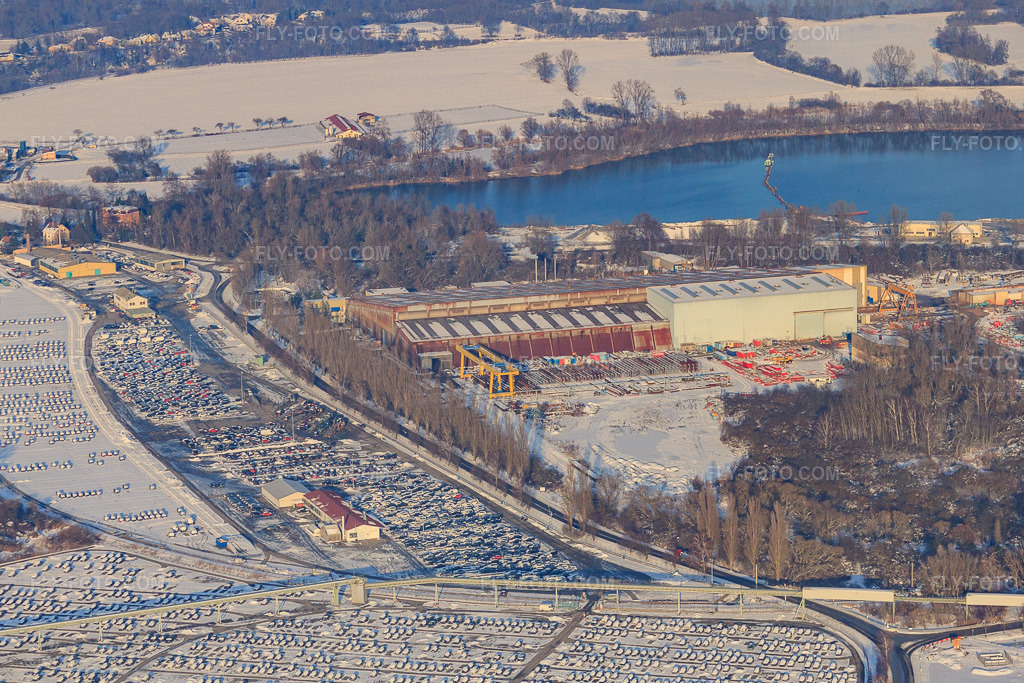 Aerial view: Eiffage Métal - Établissement de LAUTERBOURG in winter with snow in Lauterbourg in the state Bas-Rhin, France. – Photo: IMG_36594.jpg taken on 01/05/2011 by Werner Riehm/FLY-FOTO.com – Resolution of the original: 4464 x 2976 px – Youtube