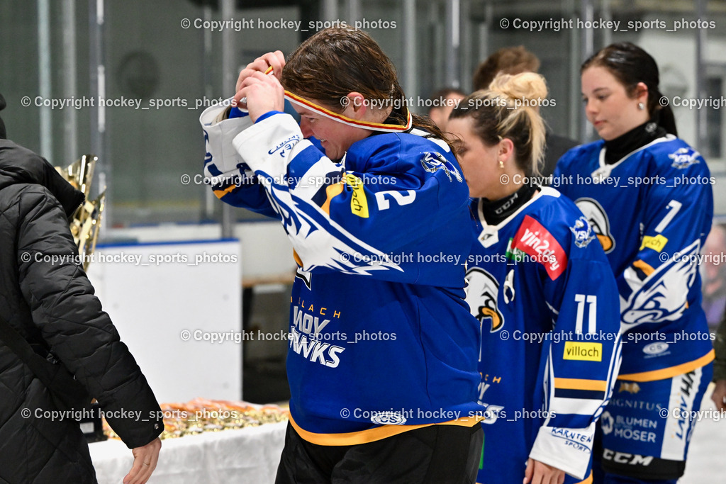 WILDCATS PATERNION & Lady Hawks Siegerehrung-Meisterfeier | #12 Orel Lisa LADY HAWKS, Medailienübergabe, WILDCATS PATERNION &amp; Lady Hawks Siegerehrung-Meisterfeier, WILDCATS PATERNION &amp; Lady Hawks Siegerehrung-Meisterfeier am 12.03.2025 in Steindorf (Ossiachersee Halle), Austria, (Photo by Bernd Stefan)