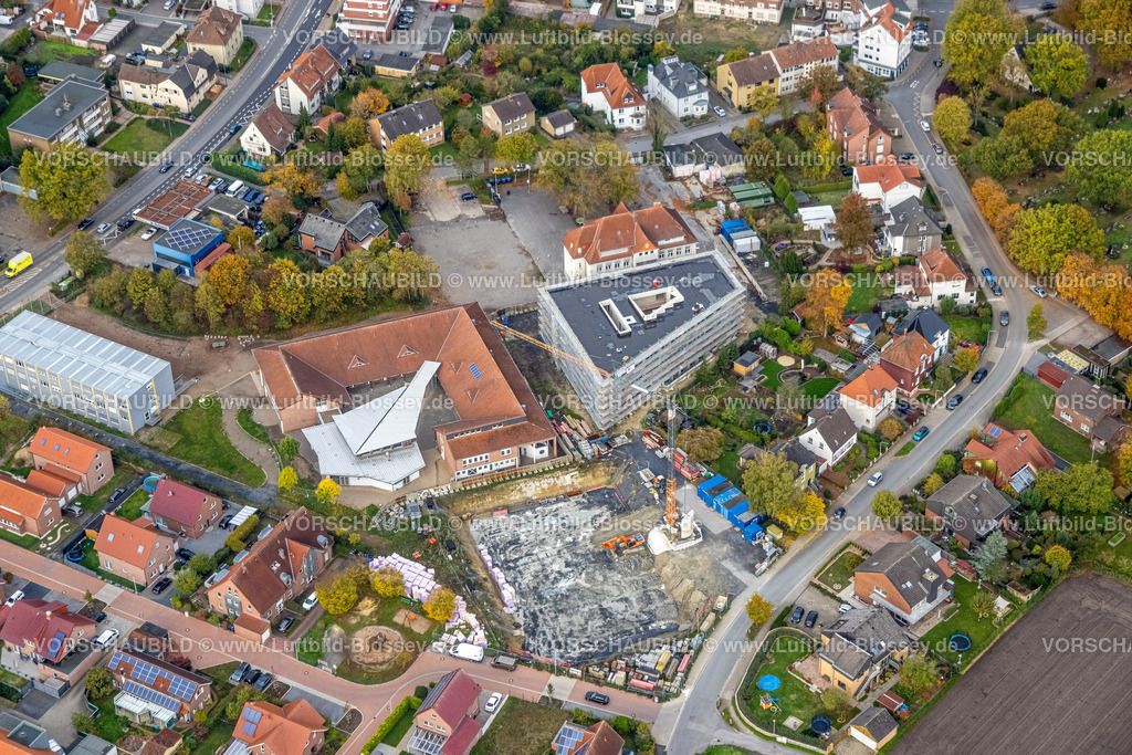 Hamm221012169 | Luftbild, Baustelle mit Neubau und Sanierung Arnold-Freymuth-Gesamtschule / Falkschule, Herringen, Hamm, Ruhrgebiet, Nordrhein-Westfalen, Deutschland